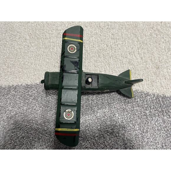 antique fighter barron plane wood body metal wings c1904 - propeller spins! vtg - Picture 6 of 11